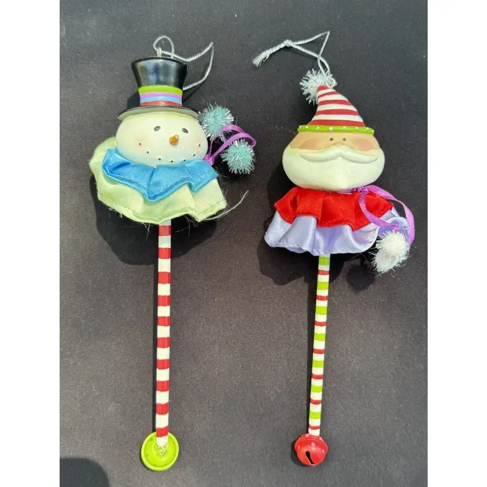 2 Midwest Of Cannon Falls Snowman Santa Whimsical Christmas ornaments -Lo10